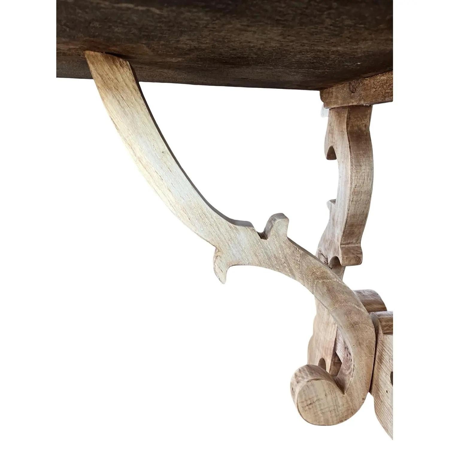 18th Century Italian Bleached Walnut Console Table with Lyre Legs For Sale 5
