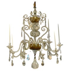 Lampadario rococò in vetro soffiato italiano del XVIII secolo