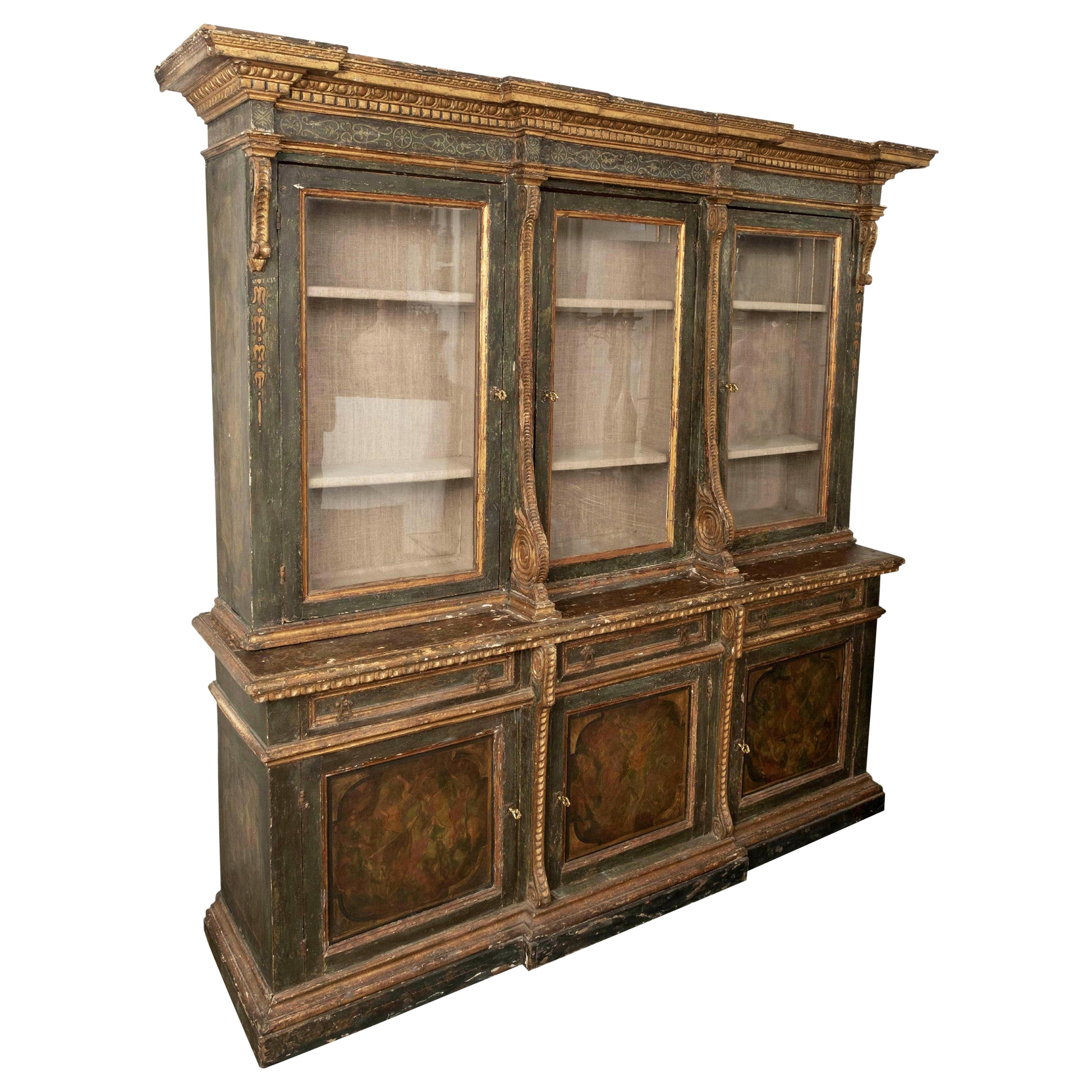18th Century Italian Bookcase with Glass Doors
