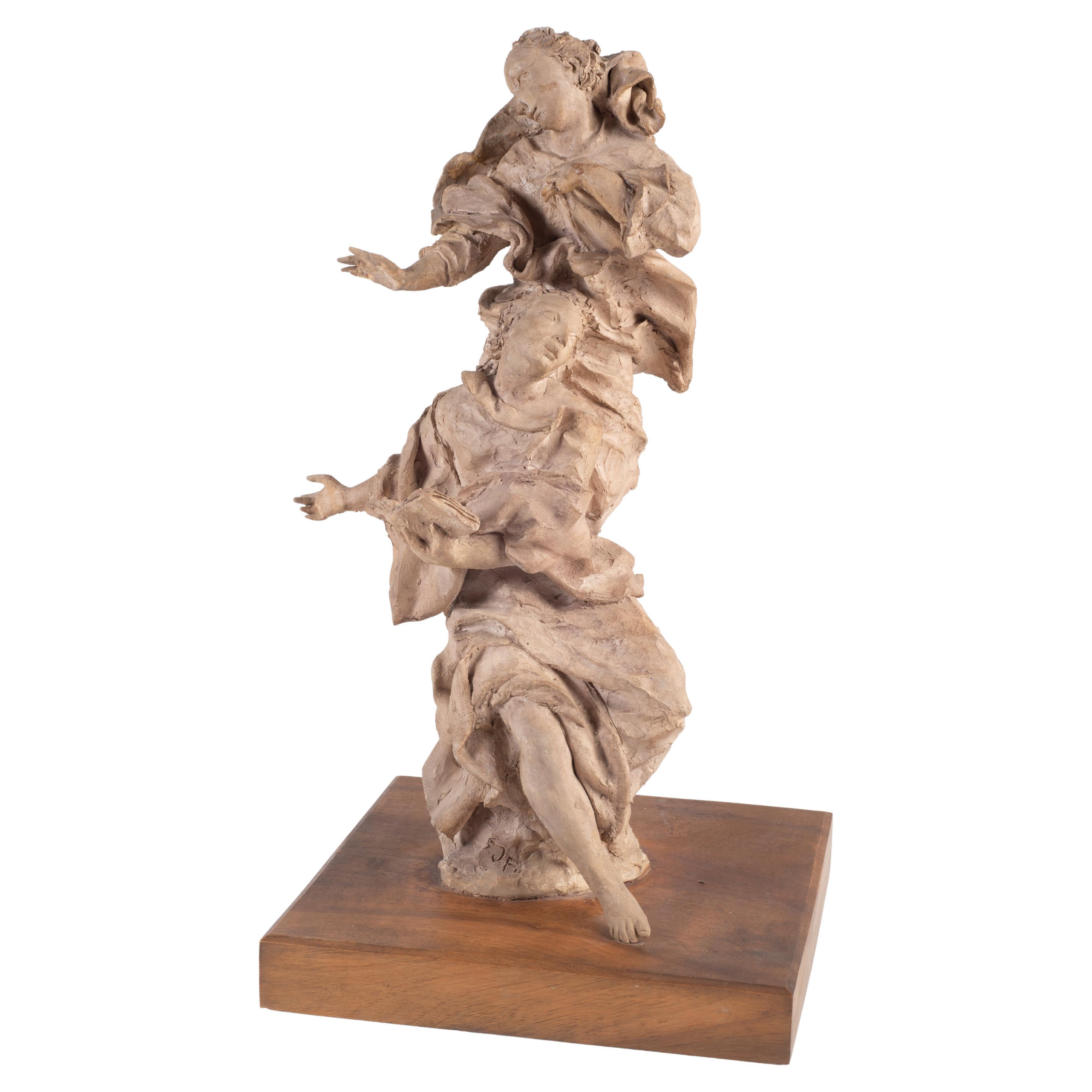 Bozzetto italien du XVIIIe siècle "Saint Paul à Patmos" c. 1720-1730 Terracotta