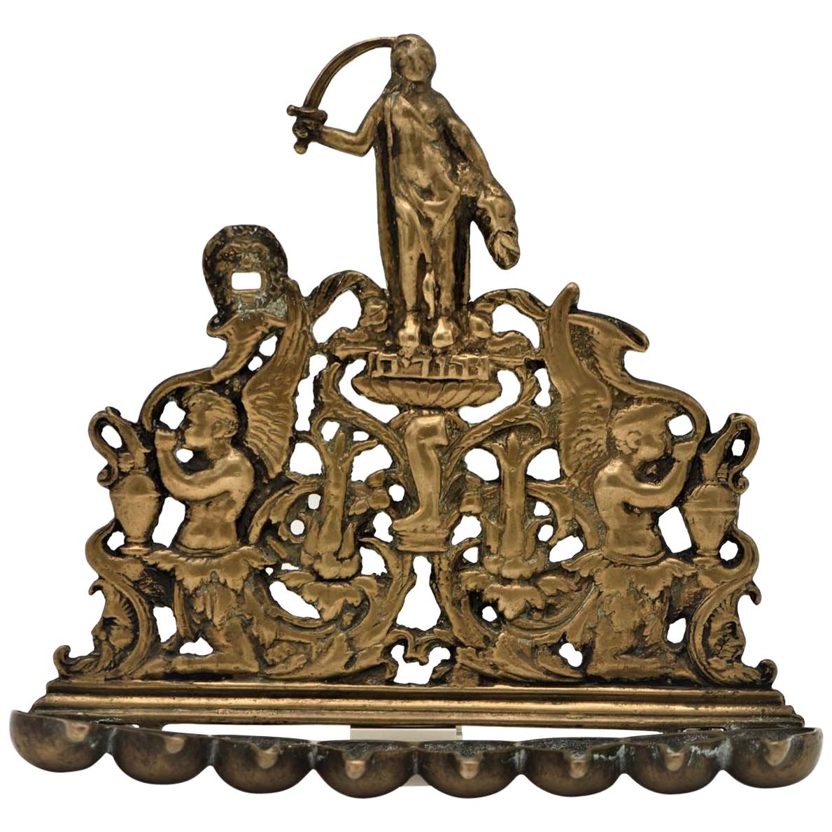18th Century Italian Brass Hanukkah Lamp Menorah