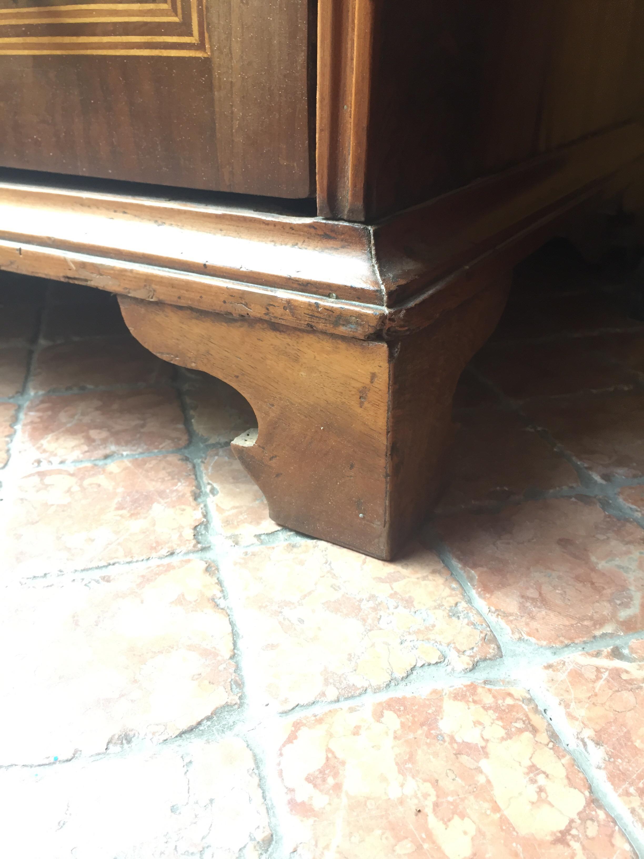 18th Century Italian Drop Front Bureau Large Walnut Chest of Drawers 7