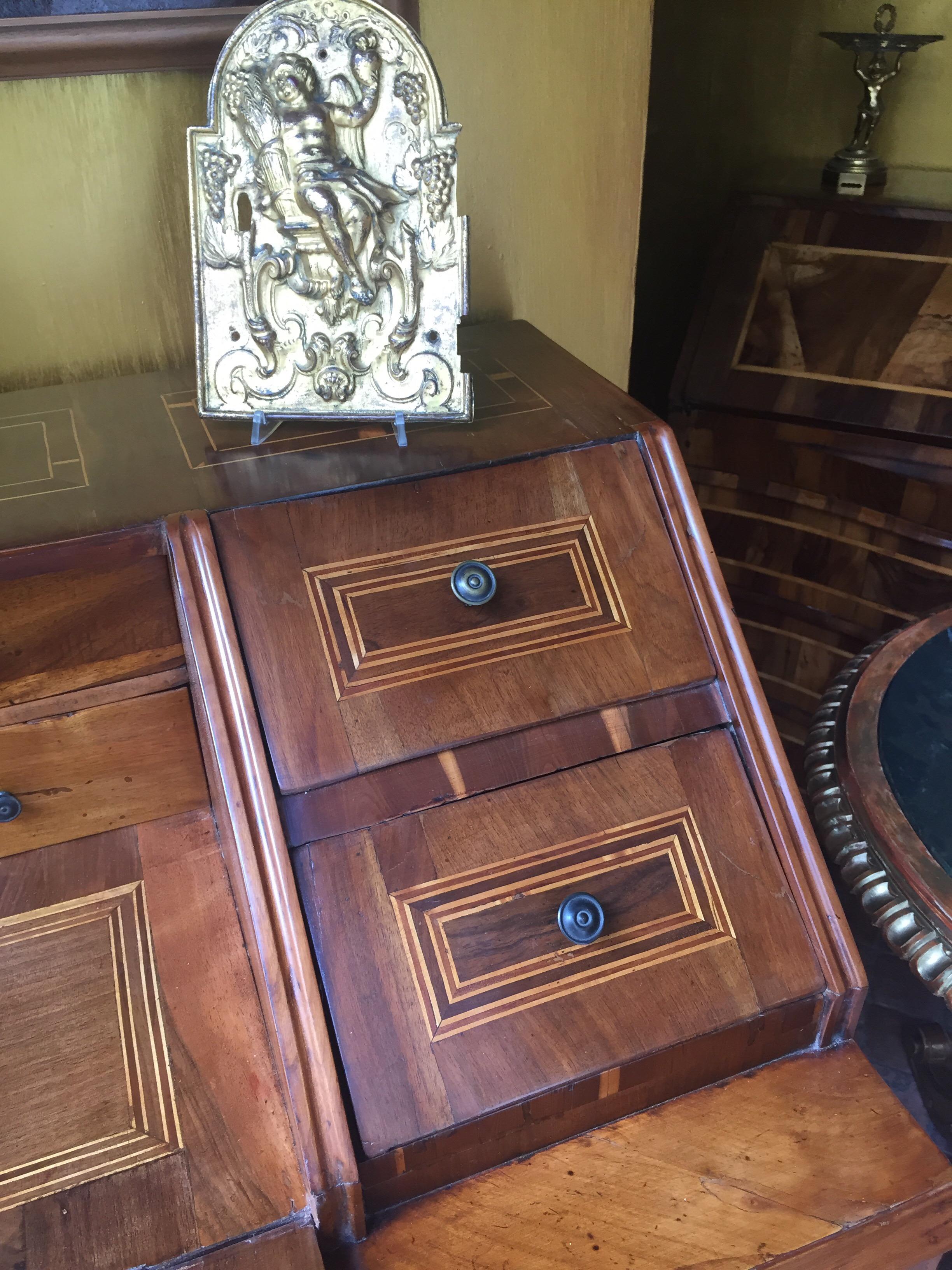 18th Century Italian Drop Front Bureau Large Walnut Chest of Drawers 9