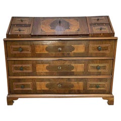 18th Century Italian Drop Front Bureau Large Walnut Chest of Drawers