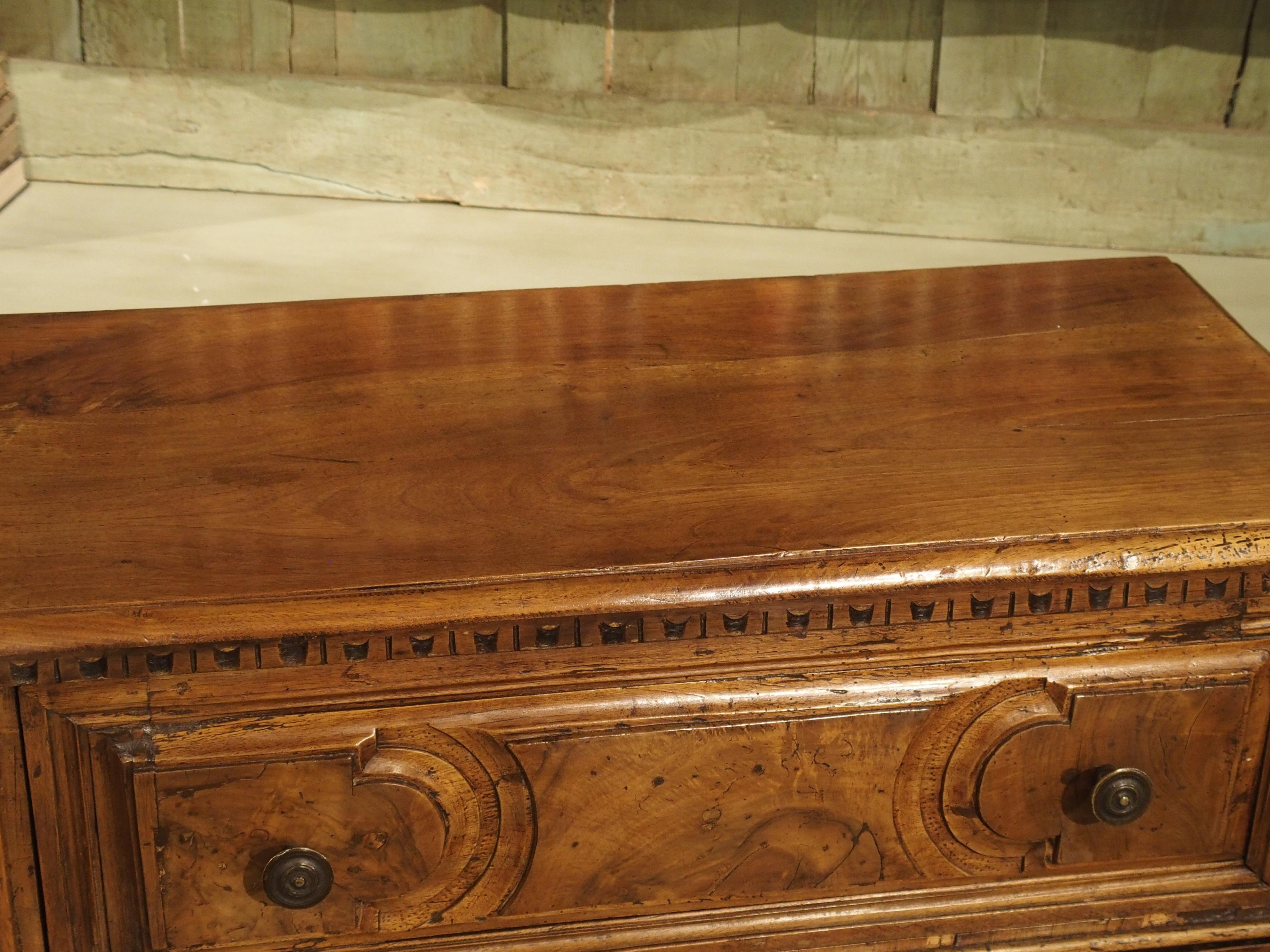 Hand-Carved 18th Century Italian Burl Walnut Chest of Drawers