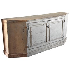 18th Century Italian Cabinet Buffet Painted Creamy with Blue Washed Interior