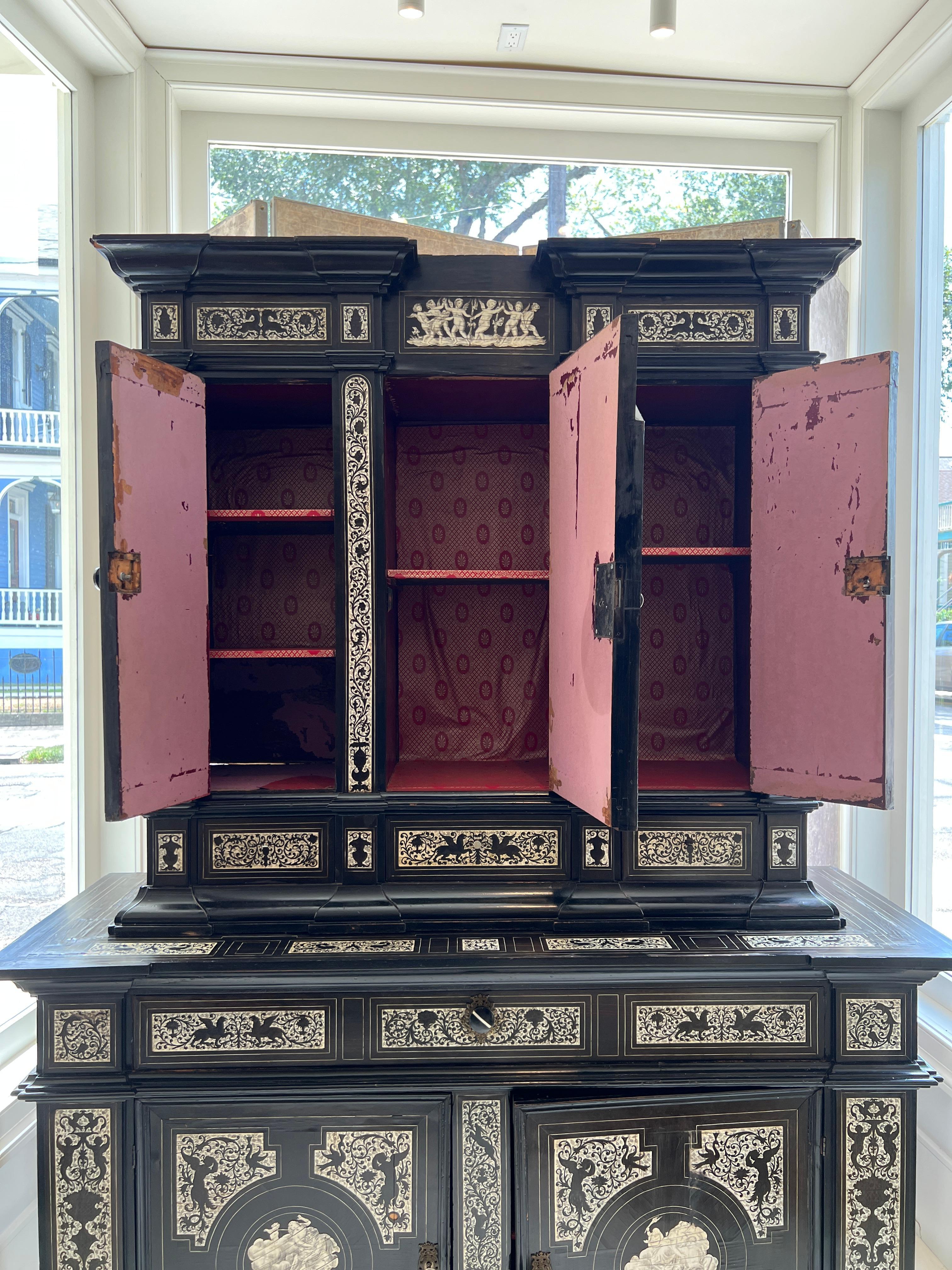 18th Century and Earlier 18th Century Italian Cabinet with Bone Inlay For Sale