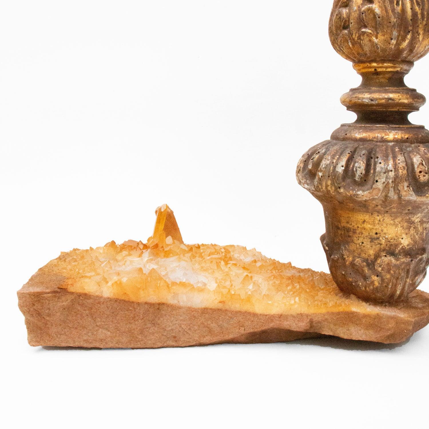 Rococo Fragment de chandelier italien du 18e siècle sur base de matrice en cristaux de Tangerine en vente