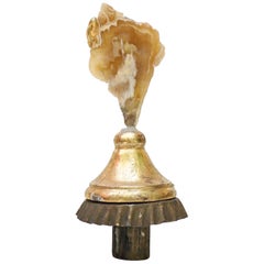 Antique 18th Century Italian Candlestick Top with Agate Coral and Baroque Pearl