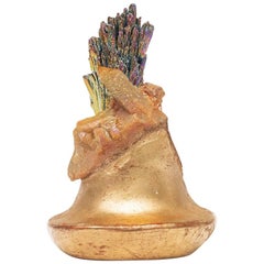 18th Century Italian Candlestick Top with Cactus Quartz and Titanium Kyanite