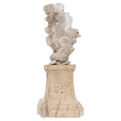 17th Century Italian Candlestick with a Selenite Blade Cluster and Fossil Shells