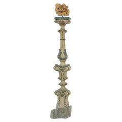 Candelero italiano del siglo XVIII con ámbar y aguamarina sobre base de aguamarina