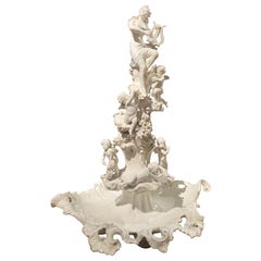 18th Century Italian Capodimonte White Glazez Porcelain Figural Centerpiece