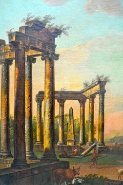 18th Century Italian Capriccio of Roman Ruins Attributed to Luigi Vanvitelli