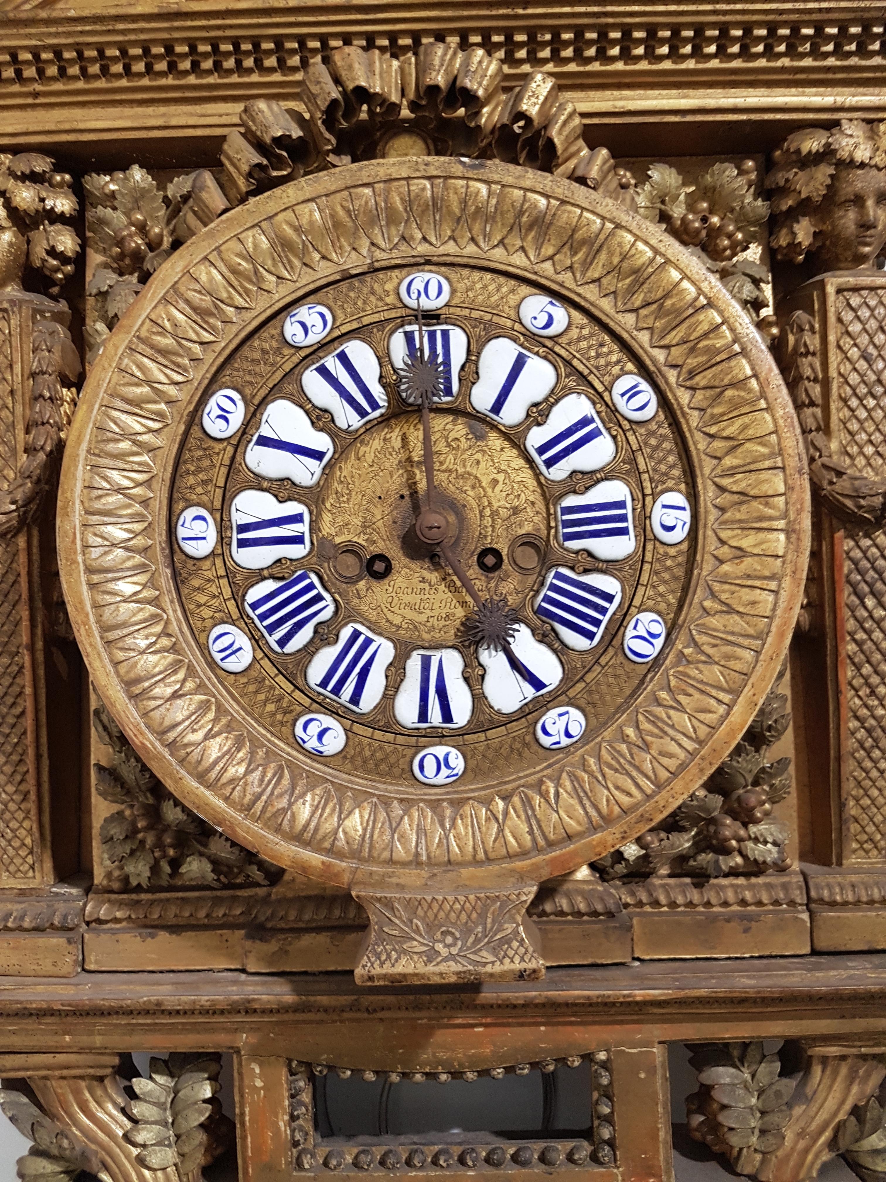 Gilt 18th Century Italian Cartel Clock by Johannes Bapta