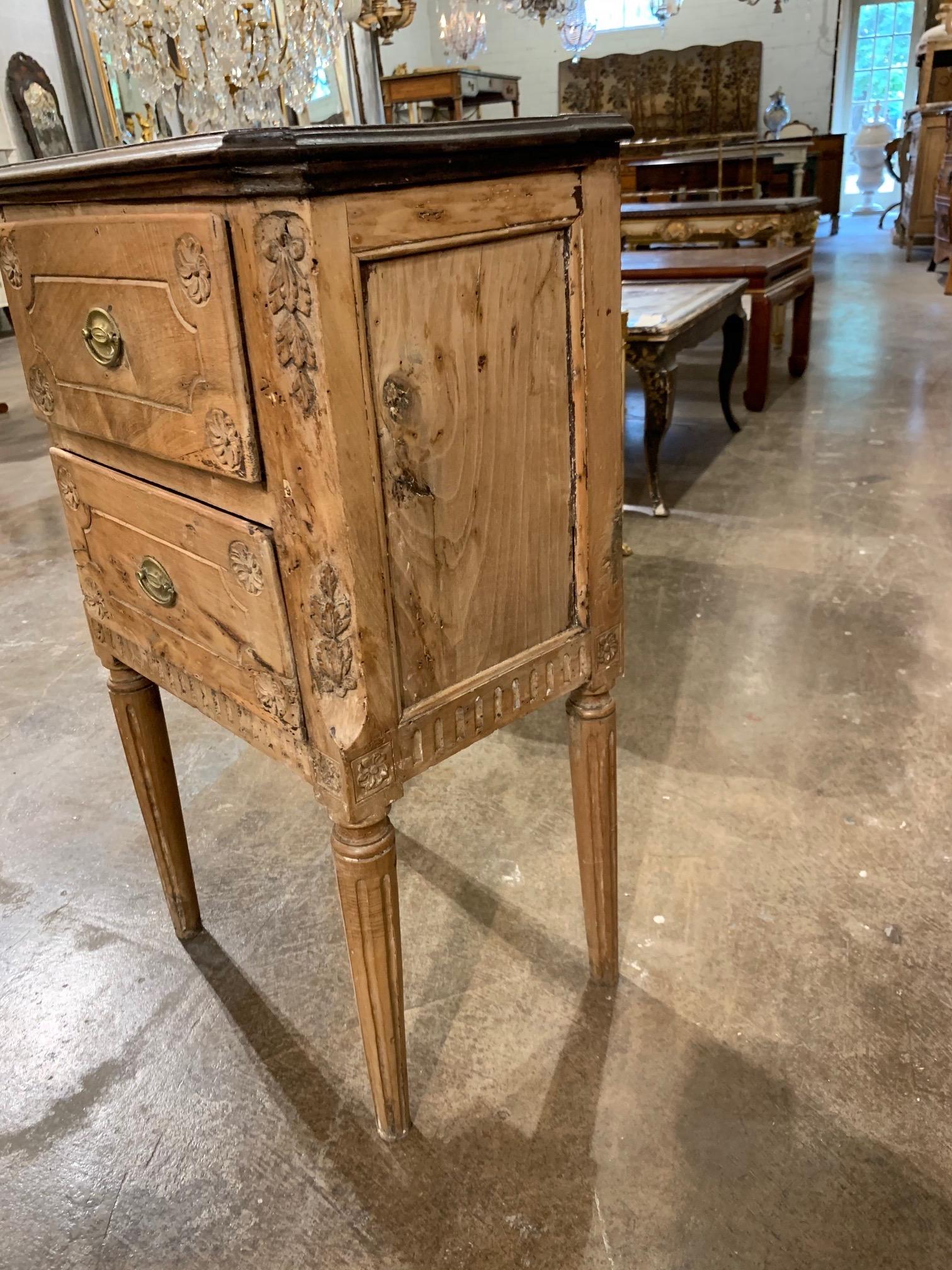 18th Century Italian Carved and Bleached Walnut Side Table 1