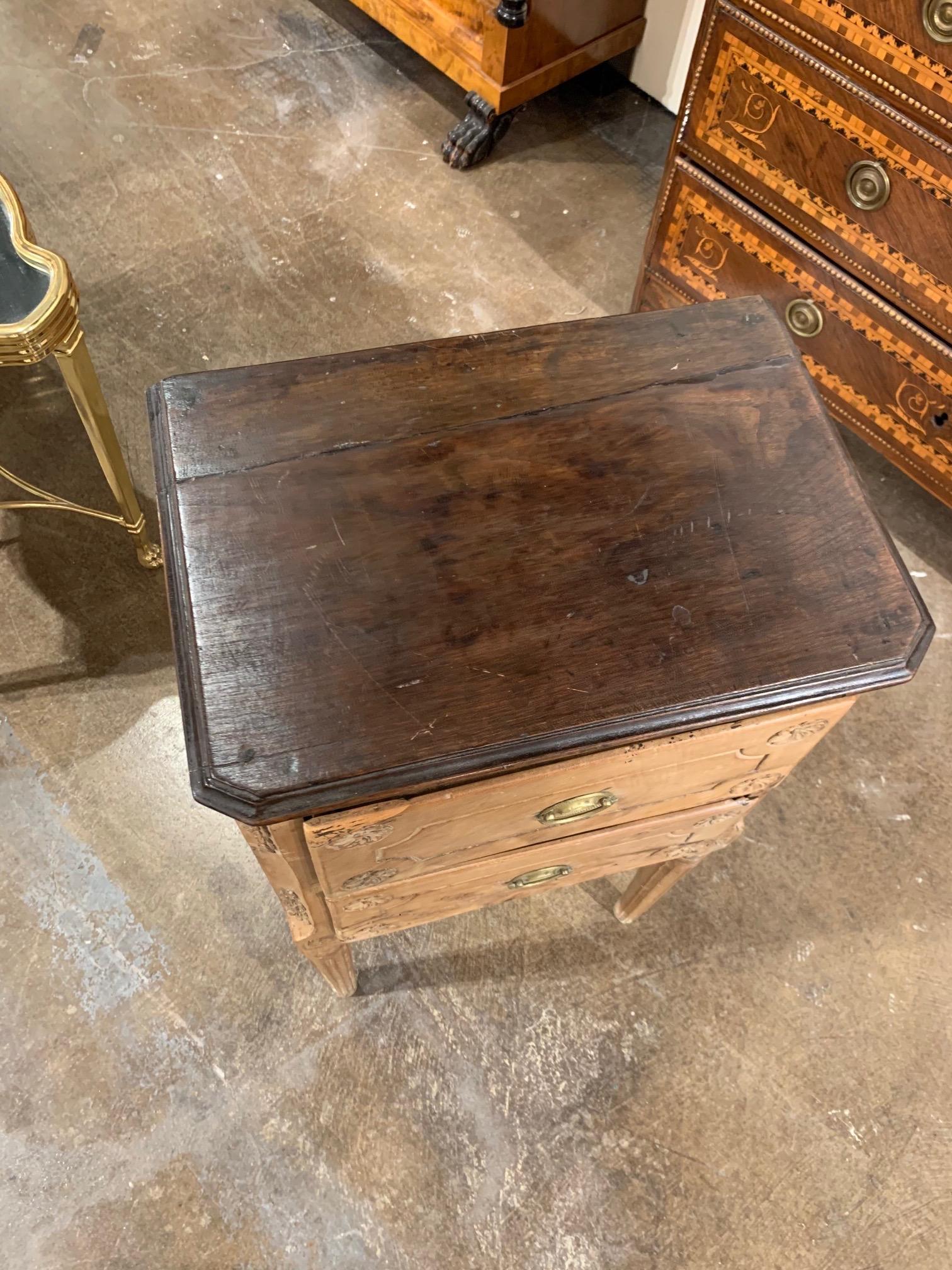 18th Century Italian Carved and Bleached Walnut Side Table 2