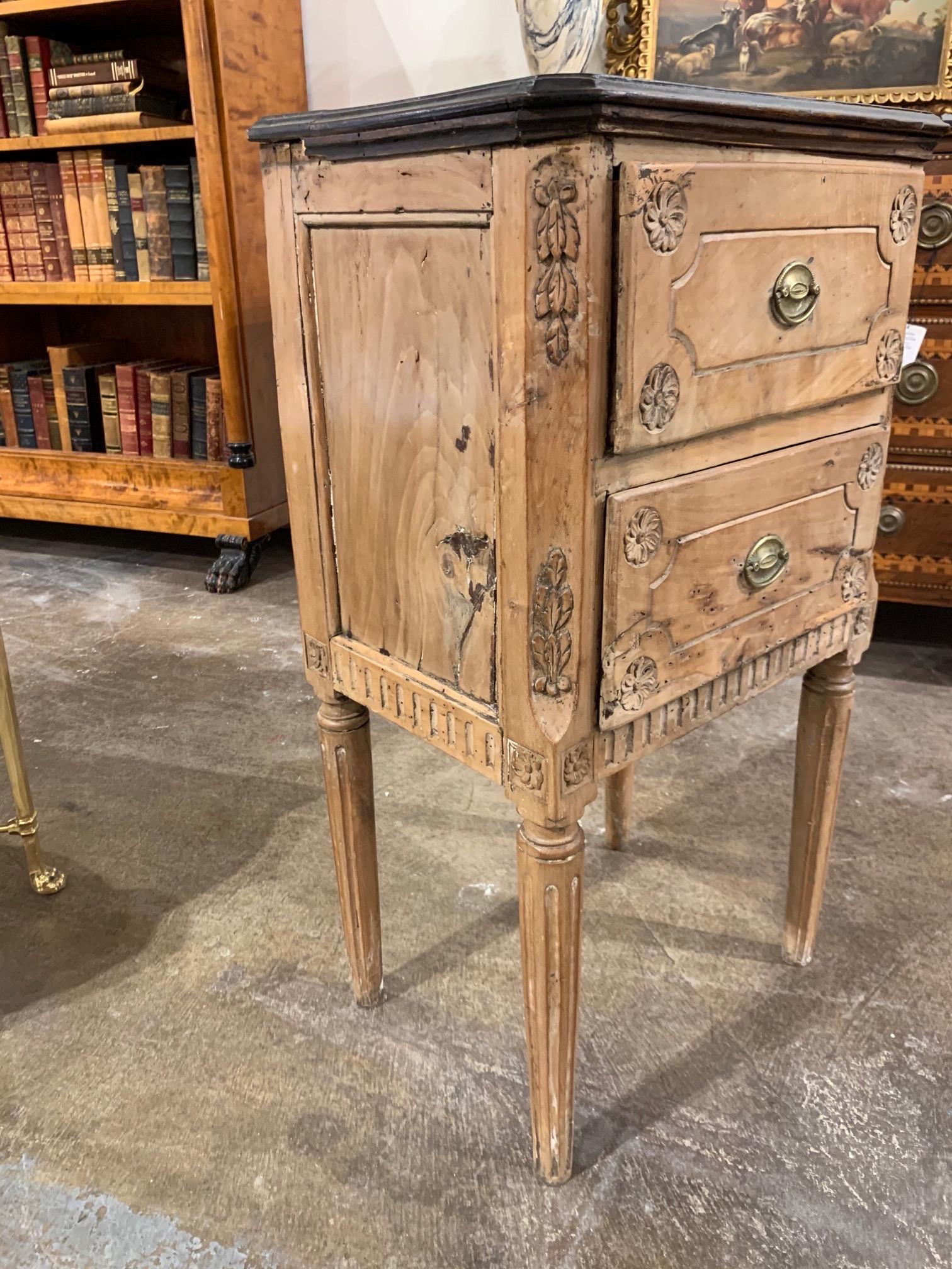 18th Century Italian Carved and Bleached Walnut Side Table 3