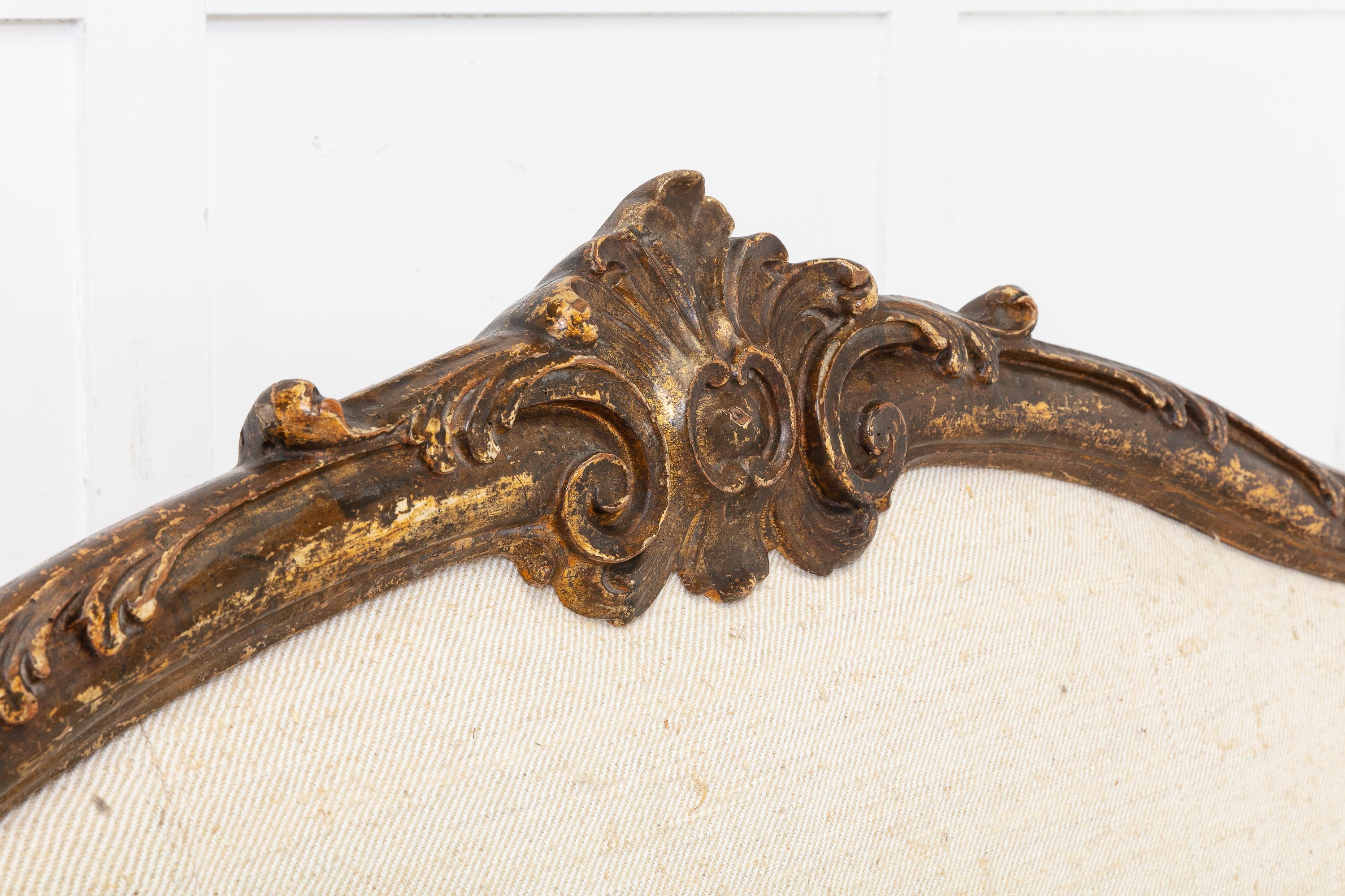 18th Century and Earlier 18th Century Italian Carved and Gilded Sofa For Sale