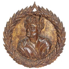 18th Century Italian Carved and Gilded Wooden Roundel