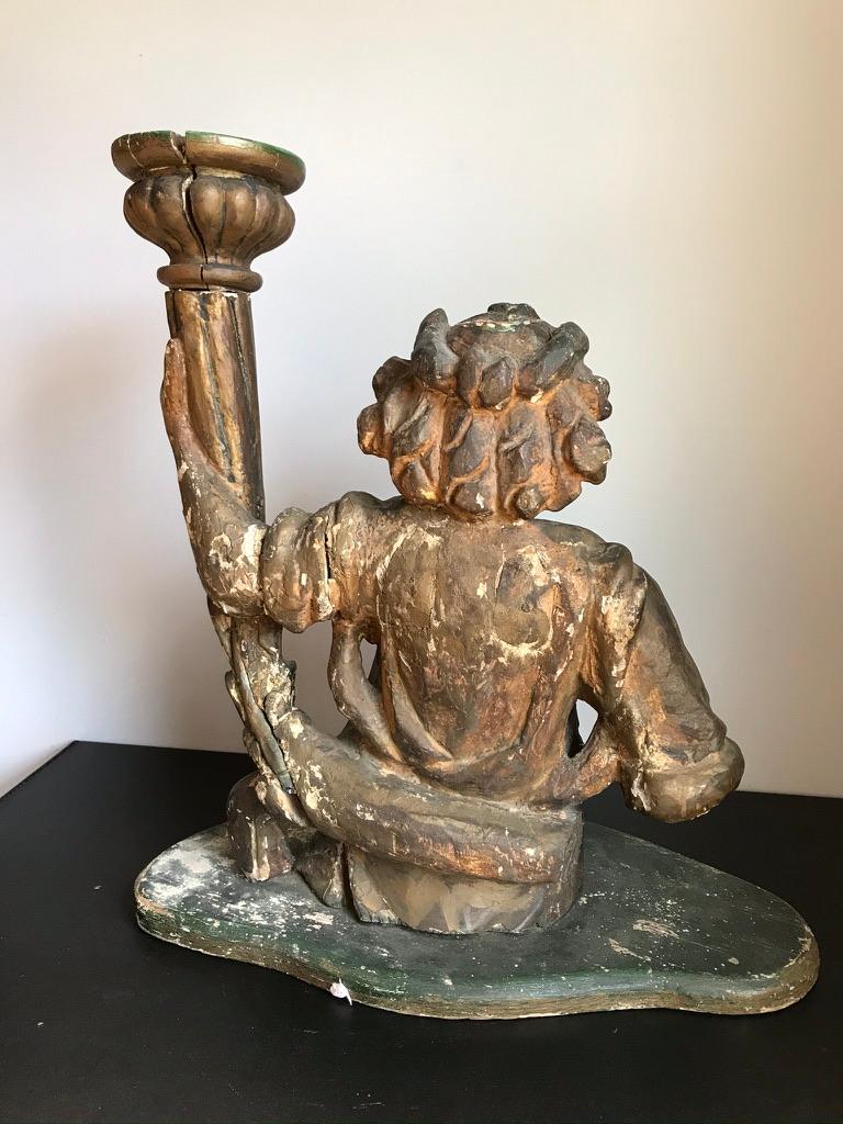 18th Century Italian Carved and Gilt Angel Torchère For Sale 7