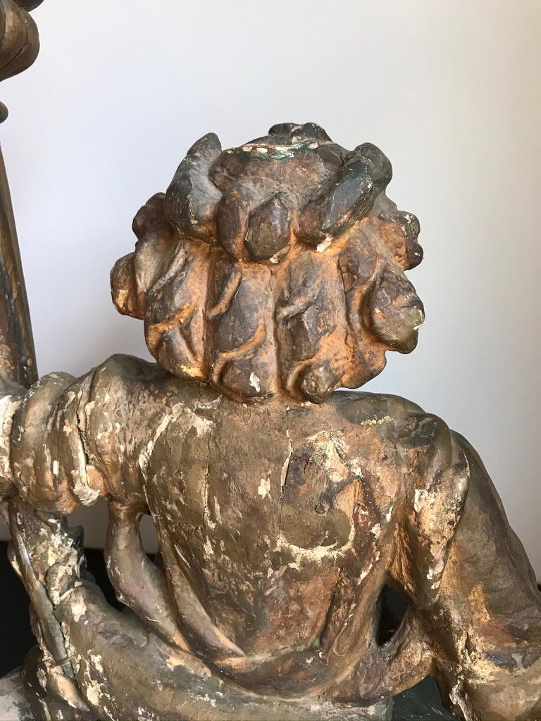 18th Century Italian Carved and Gilt Angel Torchère For Sale 8