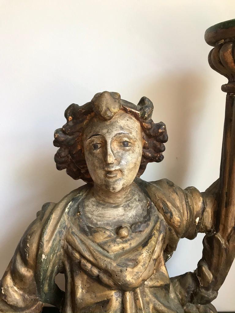 18th Century Italian Carved and Gilt Angel Torchère In Good Condition For Sale In Stamford, CT