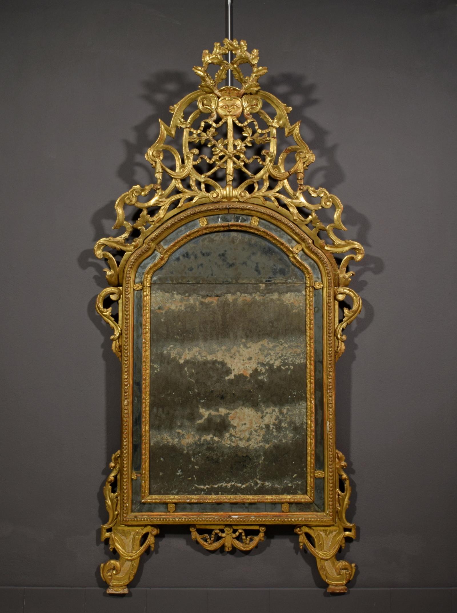 18th Century, Italian Carved and Giltwood Mirror 8