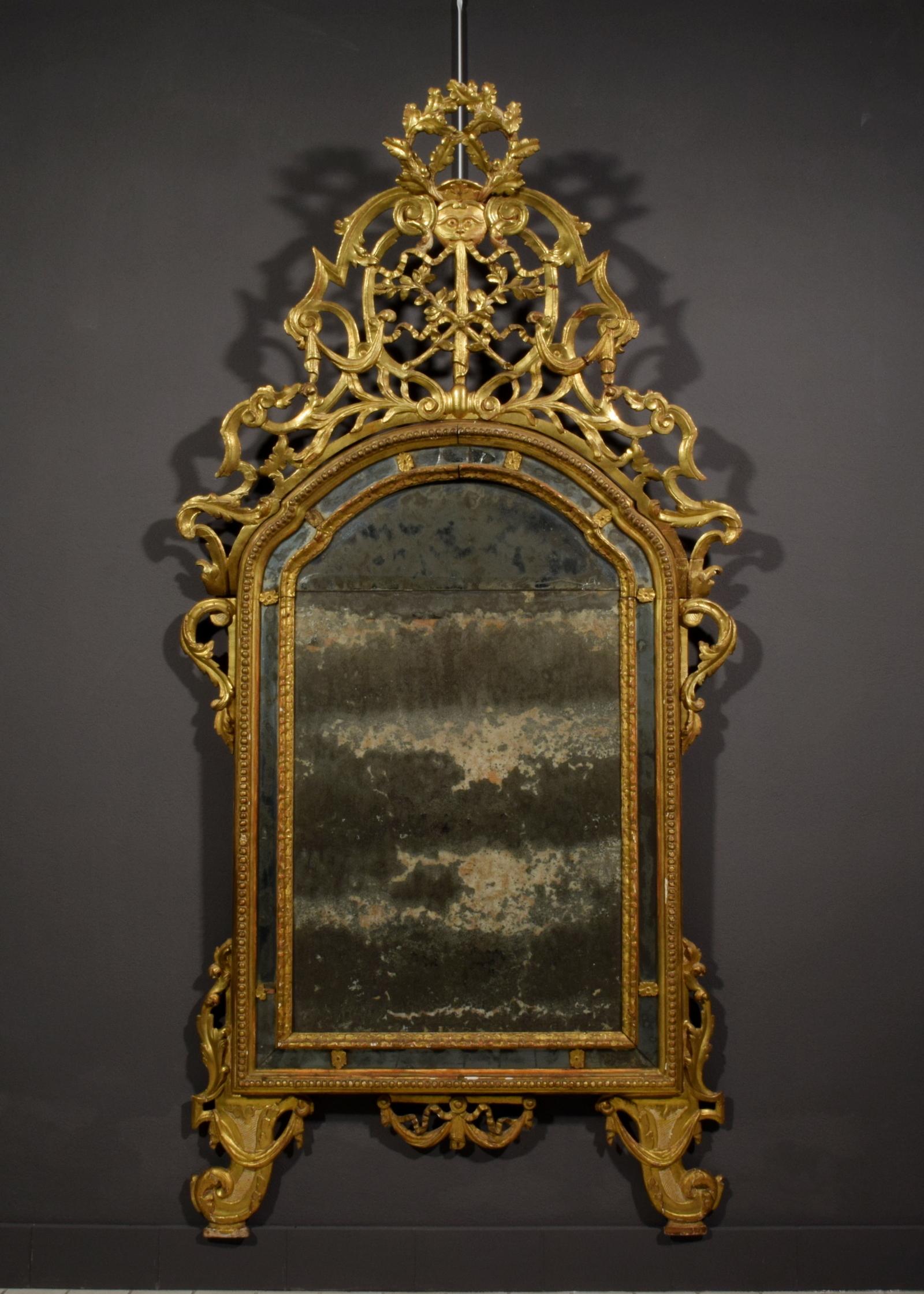 18th Century, Italian Carved and Giltwood Mirror 10