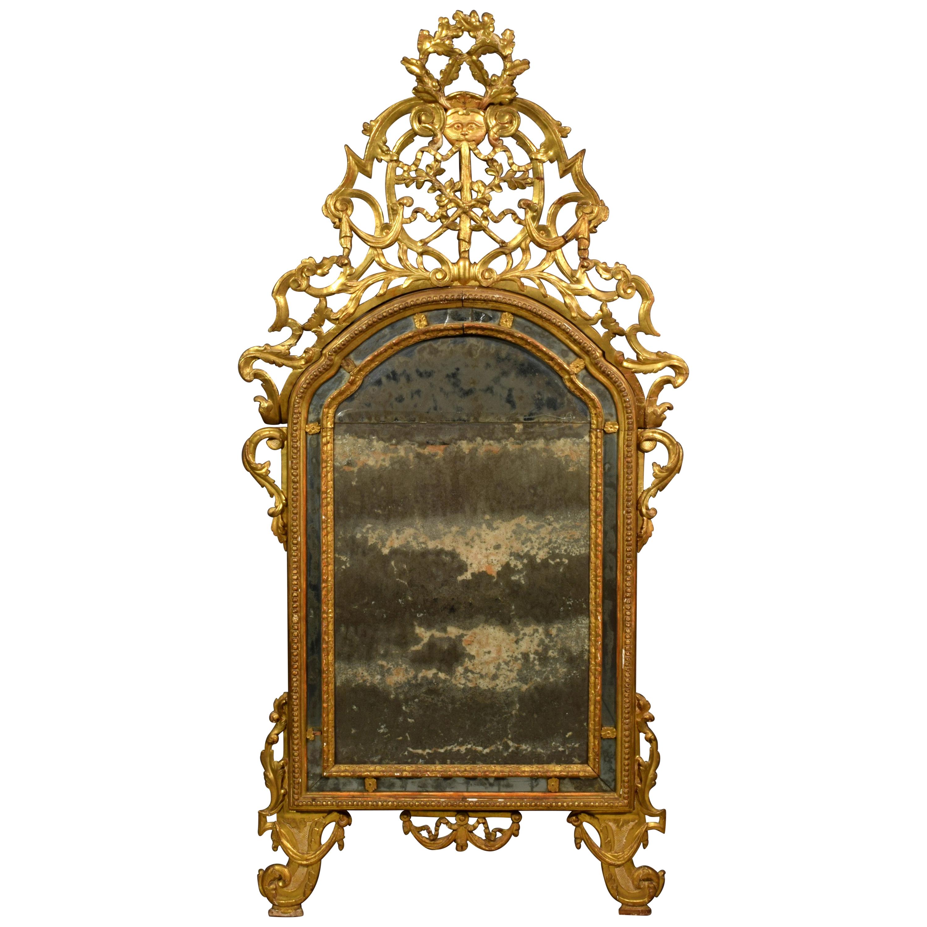 18th Century, Italian Carved and Giltwood Mirror
