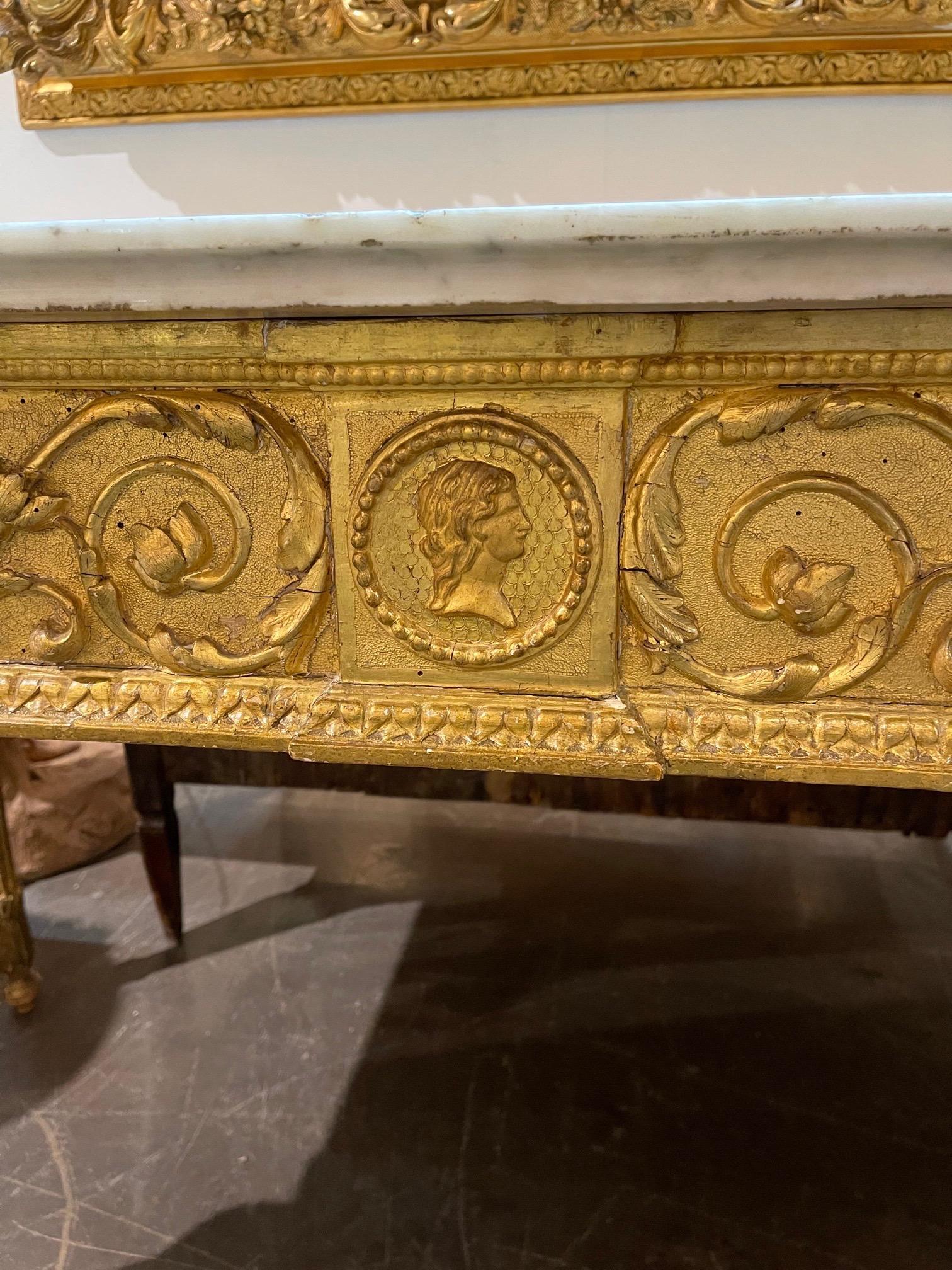 18th Century and Earlier 18th Century Italian Carved and Giltwood Console