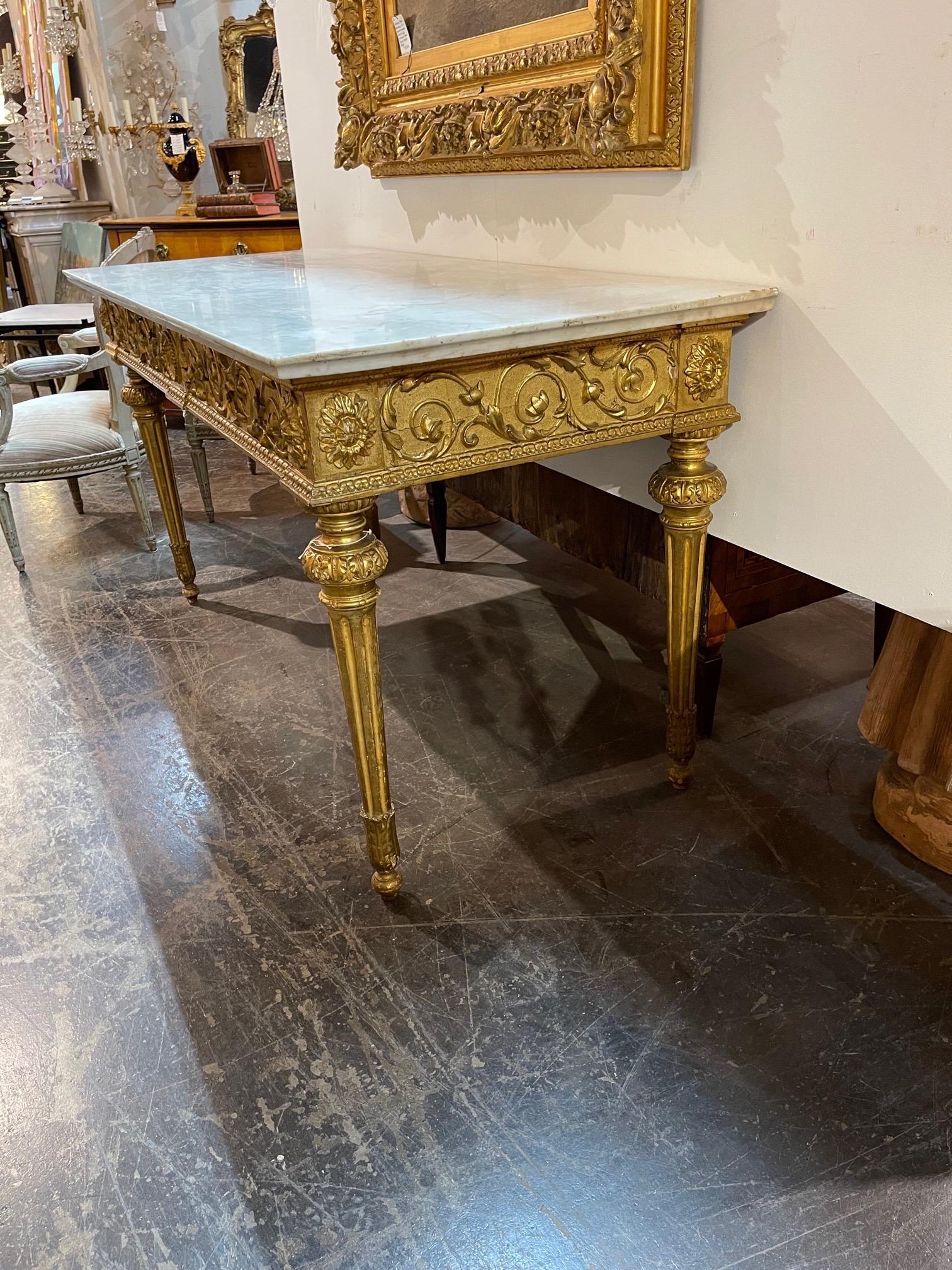 18th Century Italian Carved and Giltwood Console 4