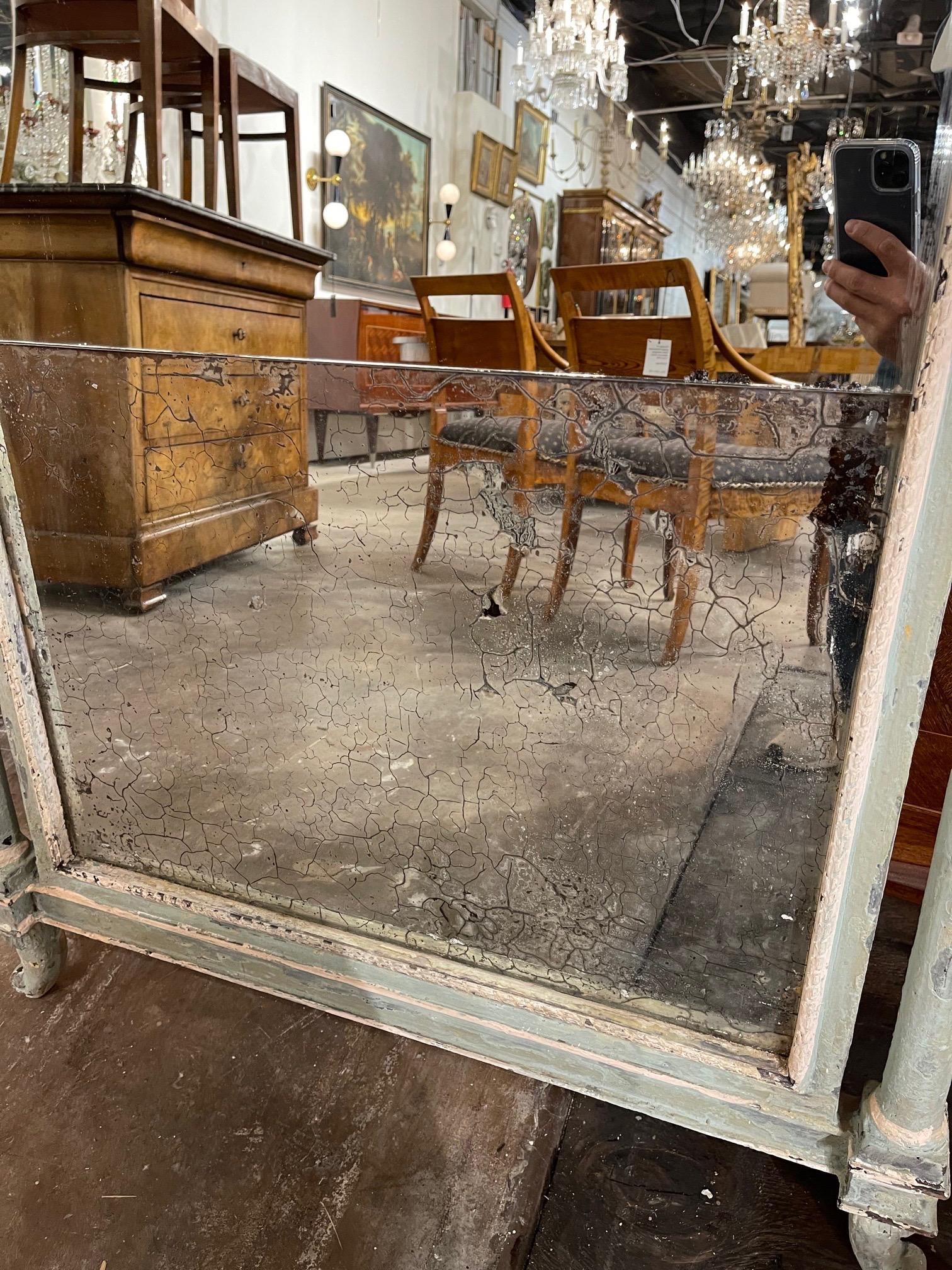 18th Century Italian Carved and Painted Neoclassical Mirror In Good Condition For Sale In Dallas, TX