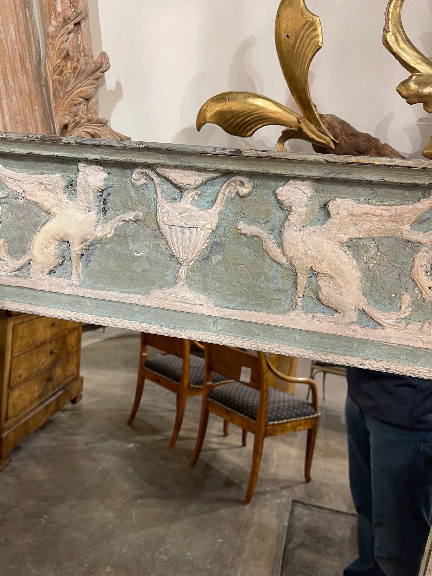 19th Century 18th Century Italian Carved and Painted Neoclassical Mirror For Sale