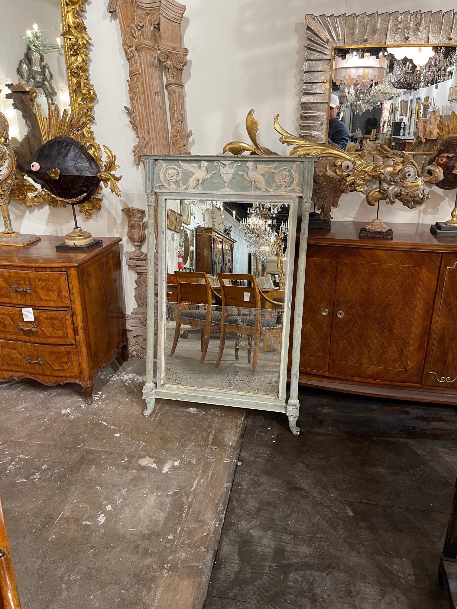 18th Century Italian Carved and Painted Neoclassical Mirror For Sale 2