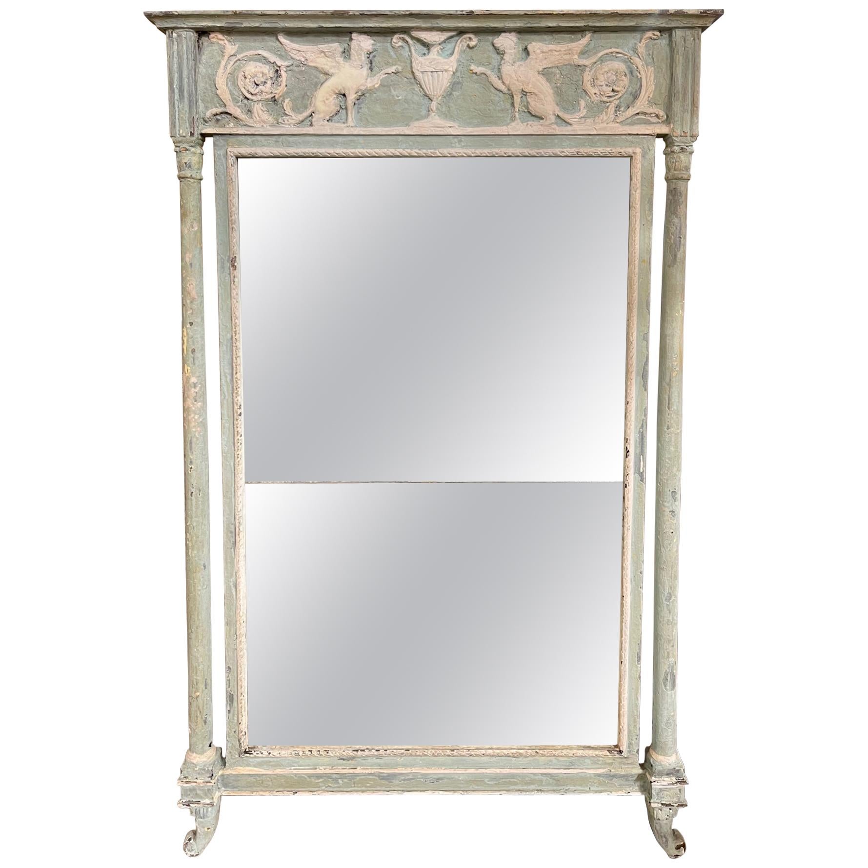 18th Century Italian Carved and Painted Neoclassical Mirror For Sale