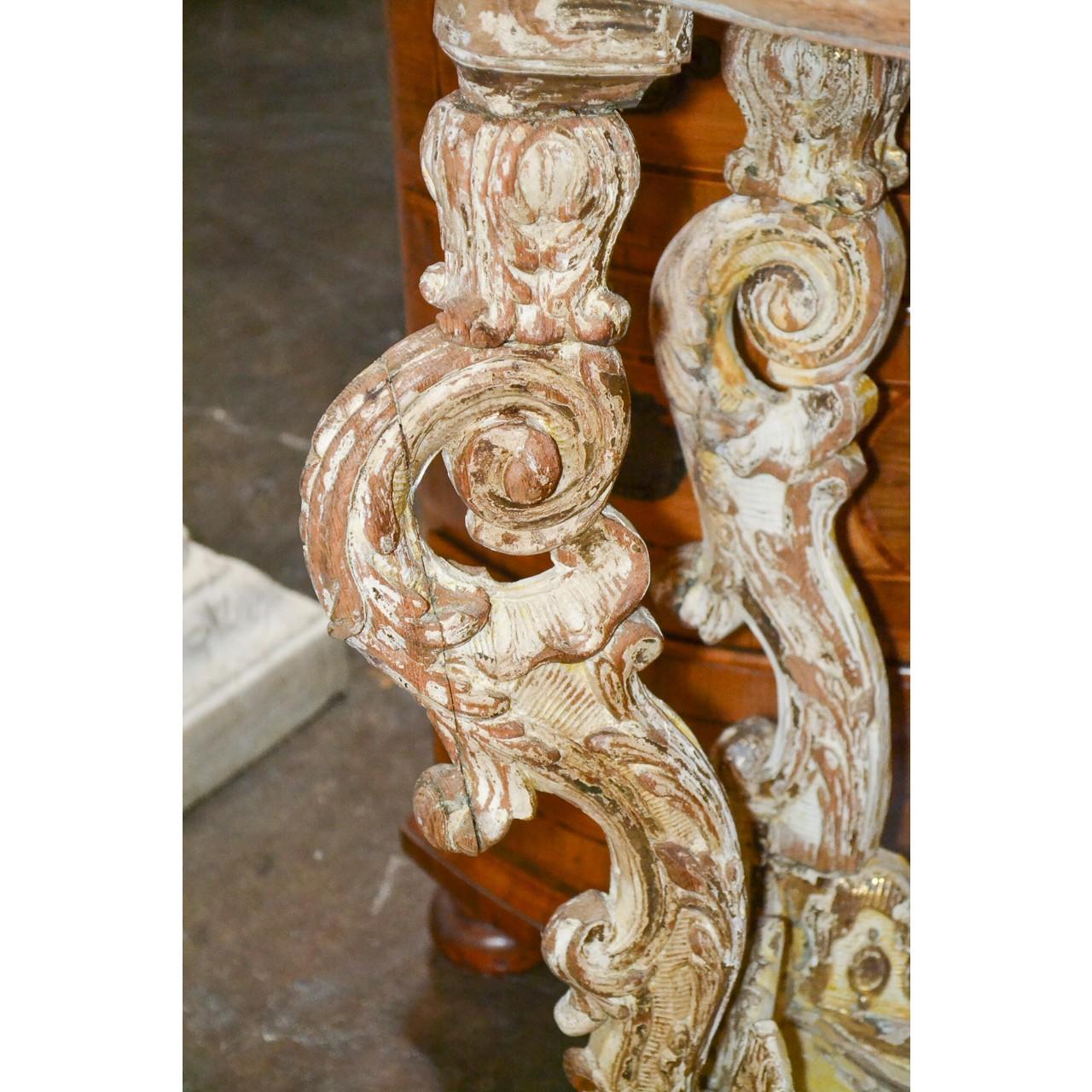 18th Century Italian Carved and Painted Wall Shelf For Sale 1