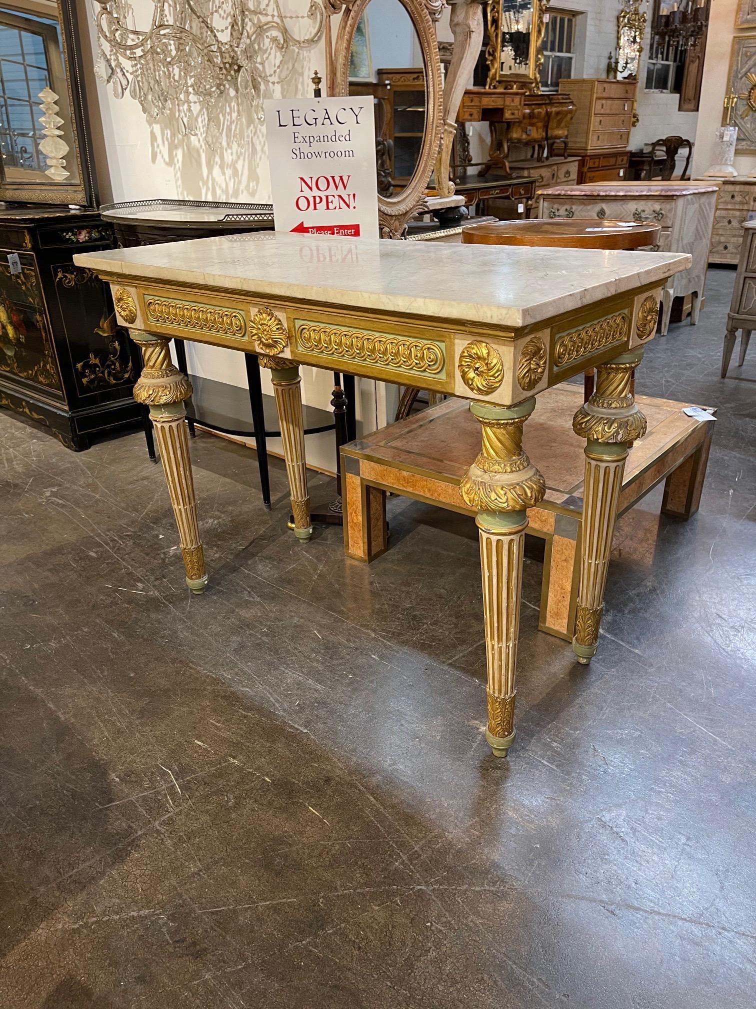18th Century Italian Carved and Parcel Gilt Console from Sicily In Good Condition In Dallas, TX