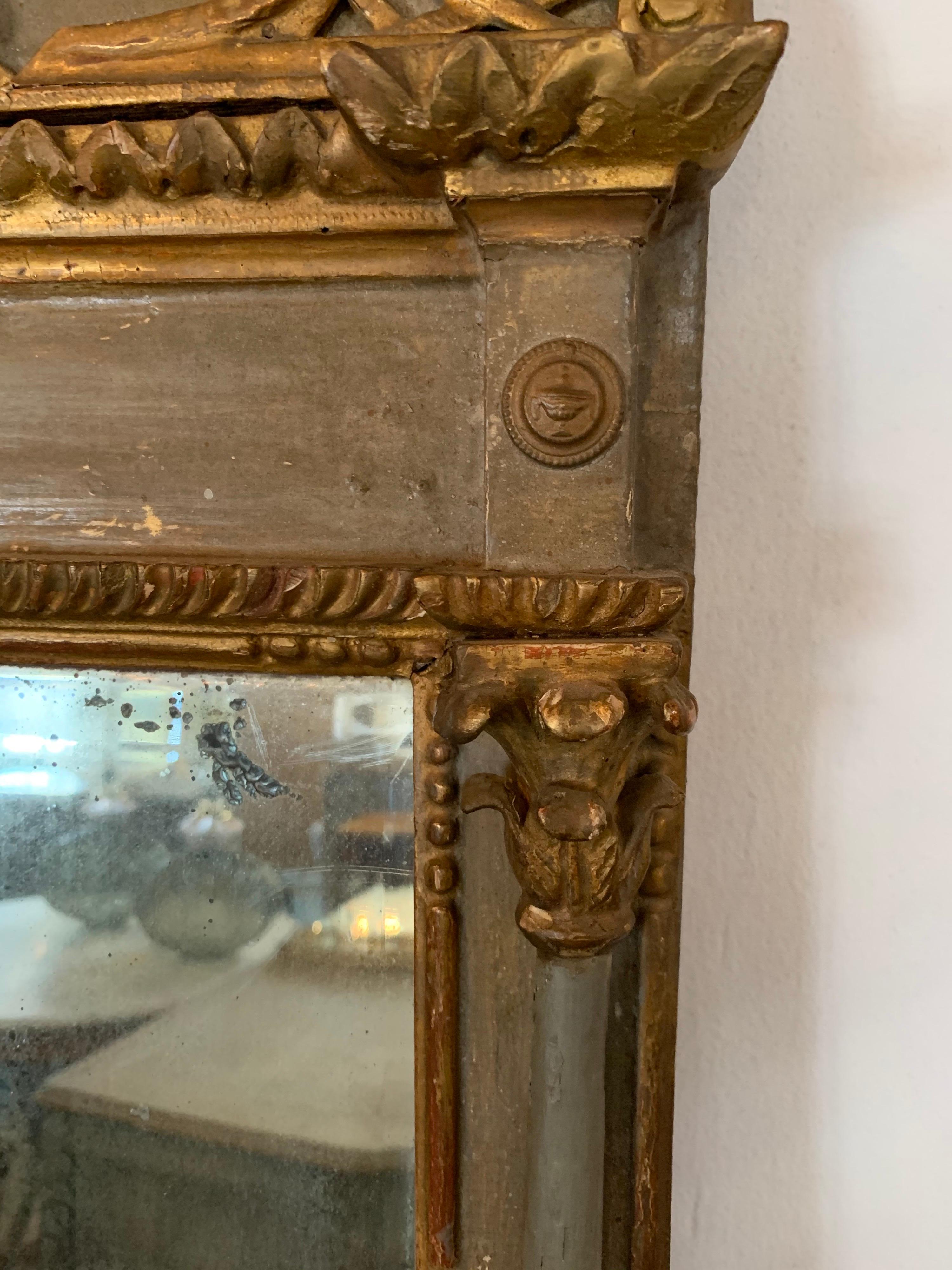 18th Century and Earlier 18th Century Italian Carved and Parcel Gilt Mirror