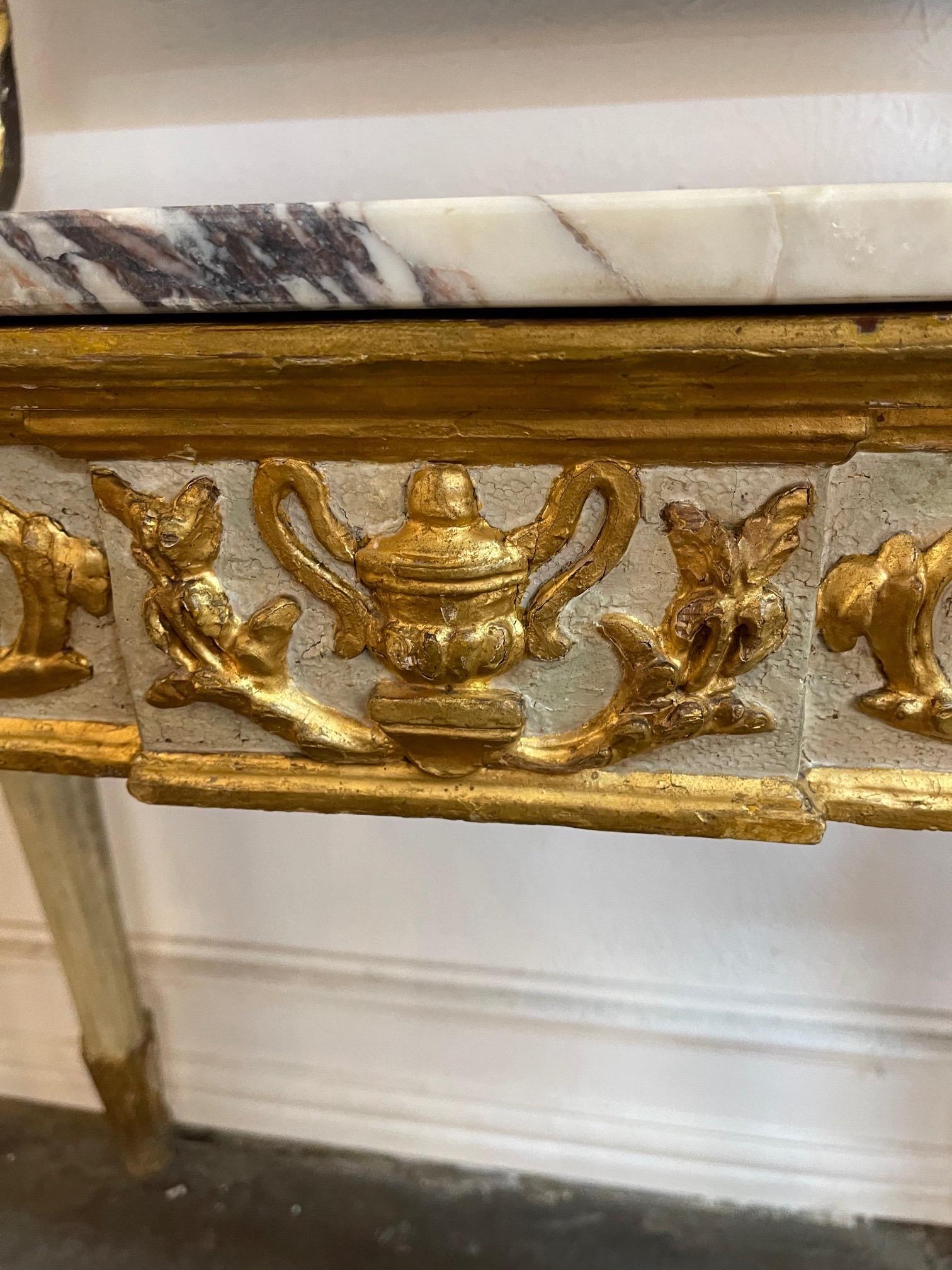 18th Century Italian Carved and Parcel Gilt Neoclassical Console In Good Condition For Sale In Dallas, TX