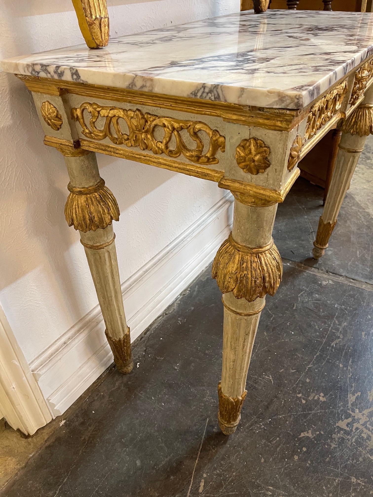 18th Century Italian Carved and Parcel Gilt Neoclassical Console For Sale 2