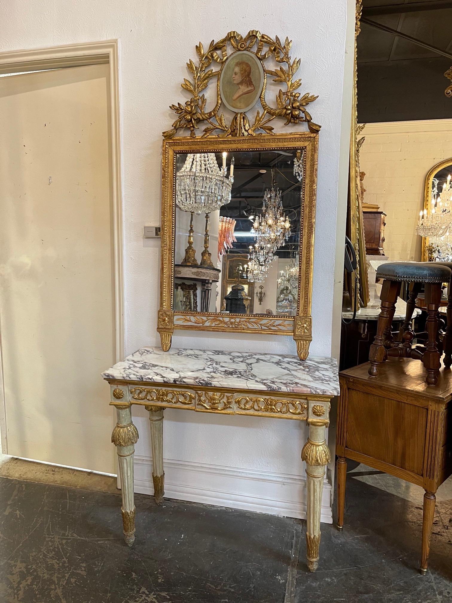 18th Century Italian Carved and Parcel Gilt Neoclassical Console For Sale 4