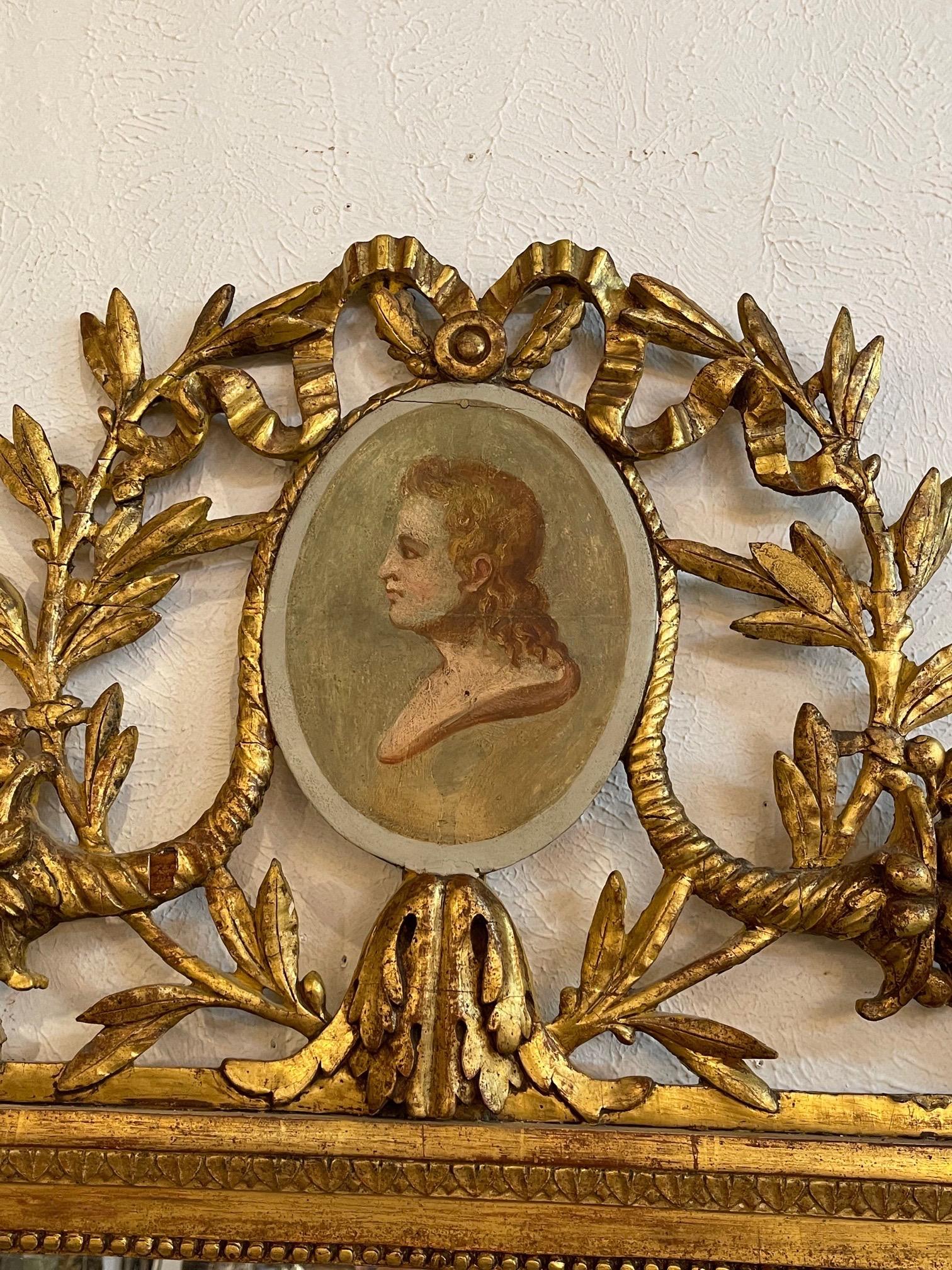 18th Century and Earlier 18th Century Italian Carved and Parcel Gilt Neoclassical Mirror