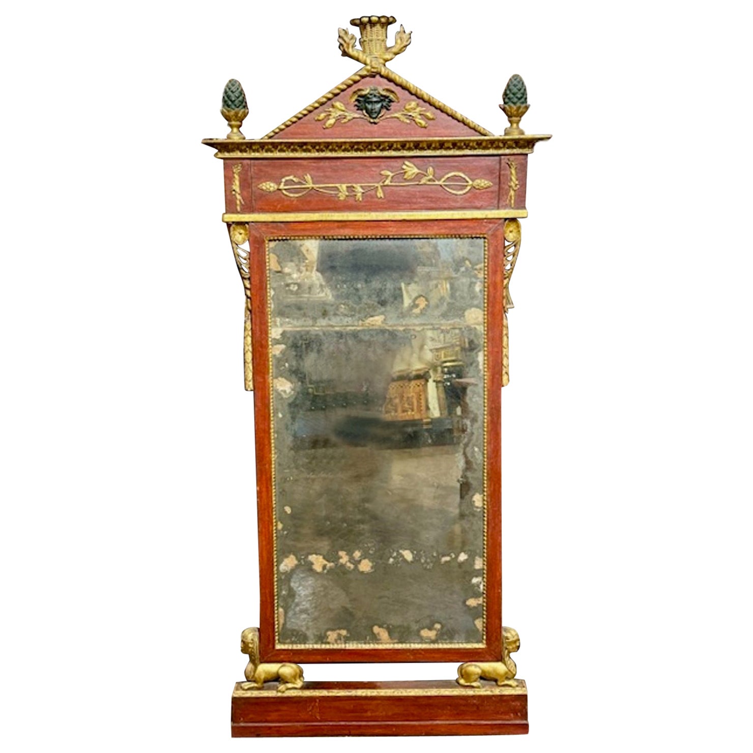 18th Century Italian Carved and Parcel Gilt Pier Mirror