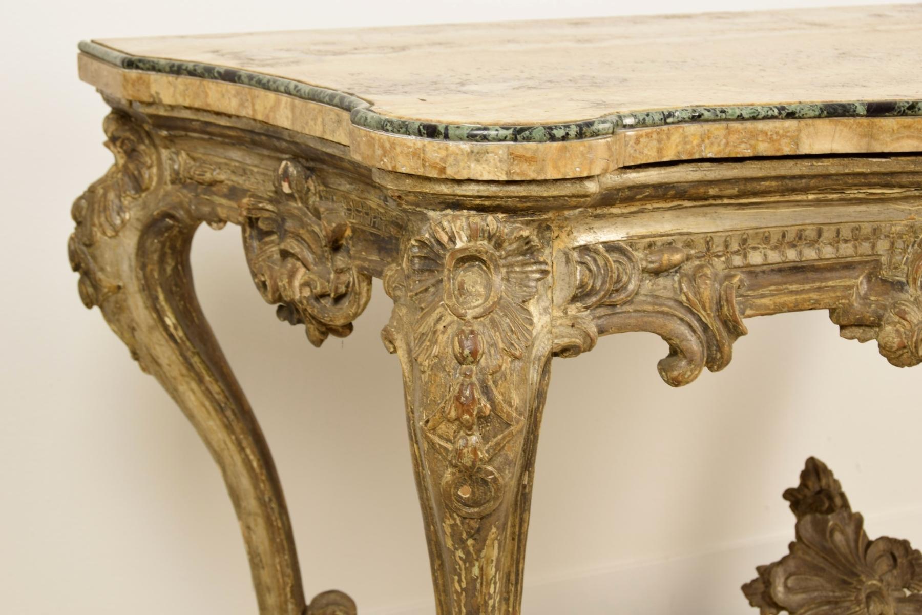 18th Century, Italian Carved and Silvered Wood Console For Sale 7