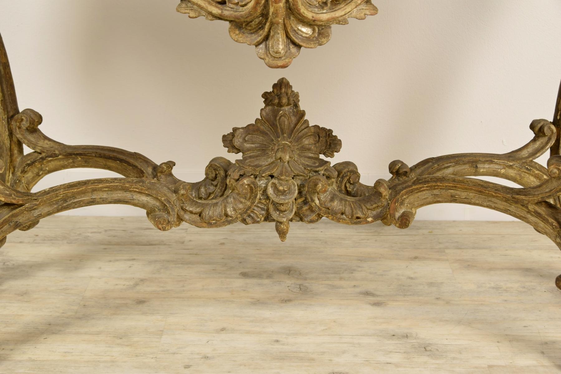 18th Century, Italian Carved and Silvered Wood Console For Sale 9