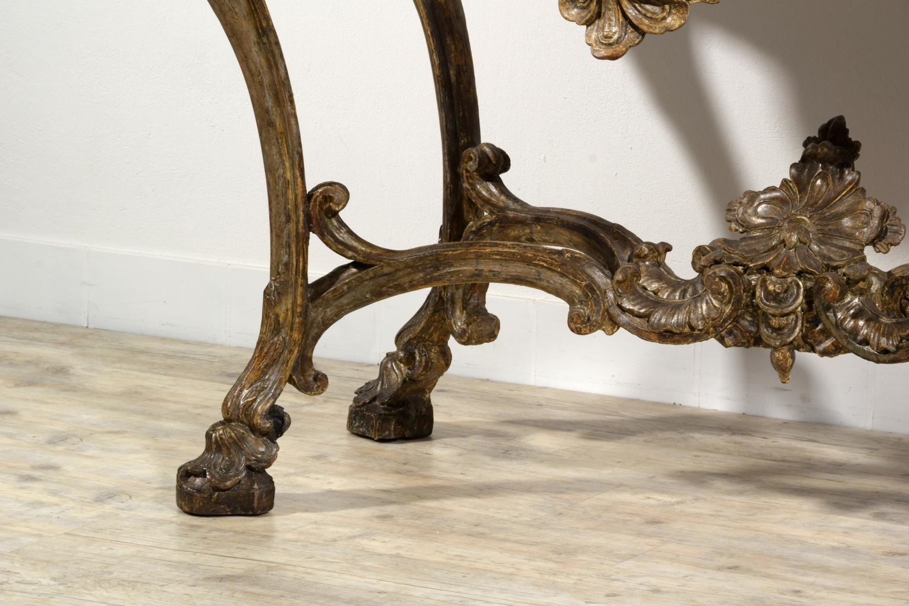 18th Century, Italian Carved and Silvered Wood Consolle For Sale 9