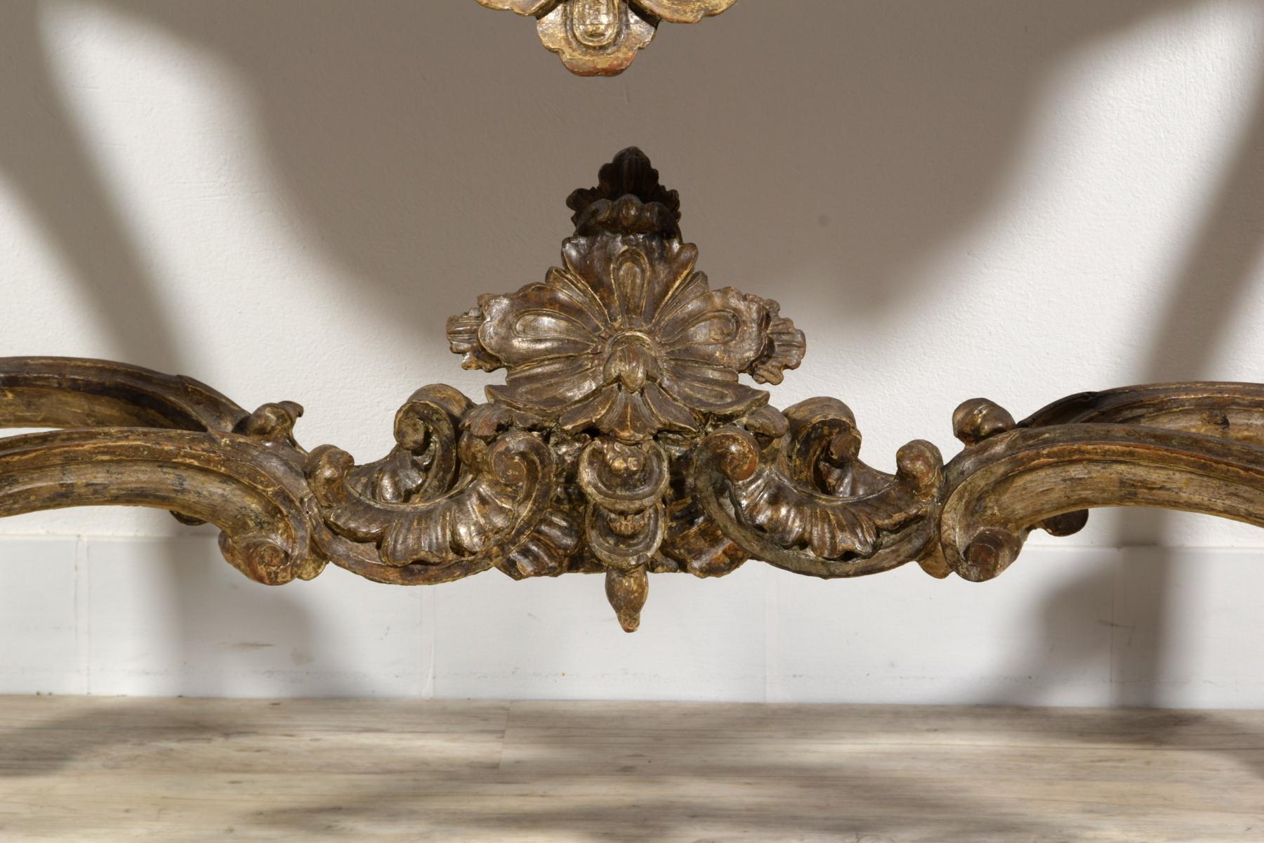 18th Century, Italian Carved and Silvered Wood Consolle For Sale 10