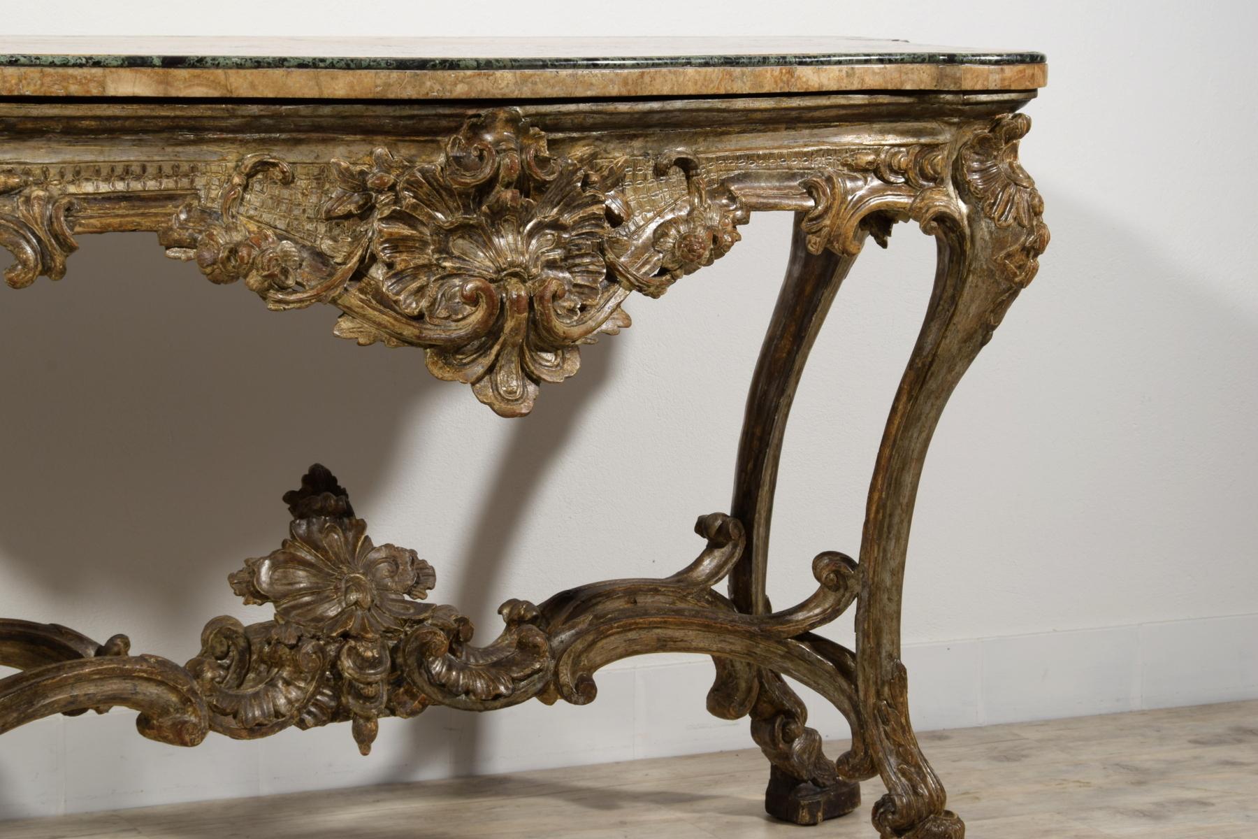 18th Century, Italian Carved and Silvered Wood Consolle For Sale 12