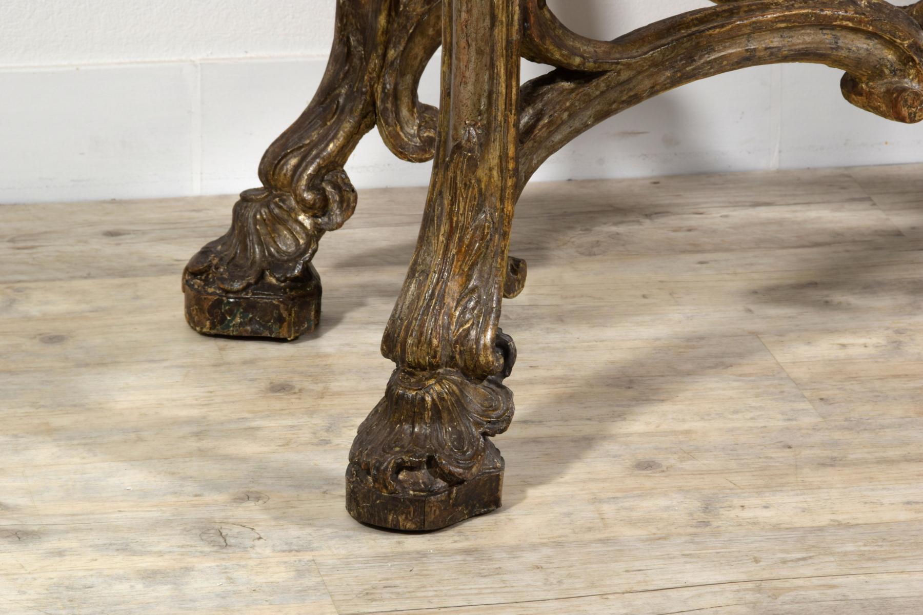 18th Century, Italian Carved and Silvered Wood Consolle For Sale 14